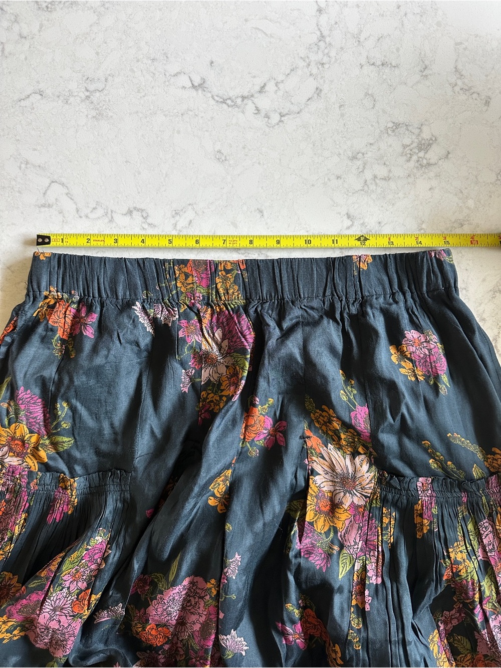 NATURAL LIFE Charcoal Wide-Leg Floral Palazzo Pants with Pink & Orange Blooms - Picture 6 of 8